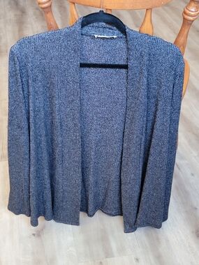 Marled Black Open Front Cardigan Knit Layering Sweater